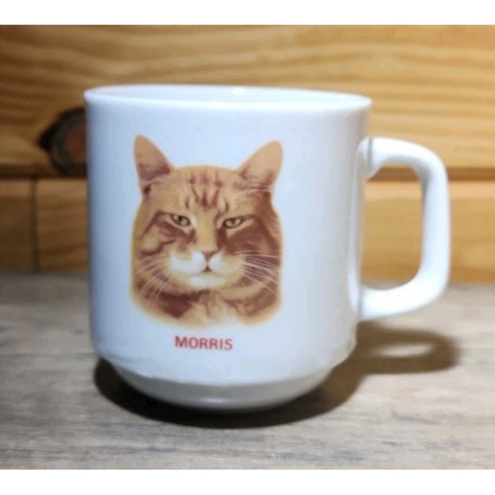 1983 Morris The Cat Coffee Mug Nine Lives Orange Tabby 9 Papel Made In Japan